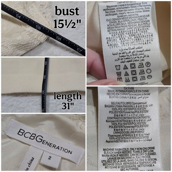 BCBGeneration ✦ Ivory Lace Halter Mini Dress ✦ Bridal Boho Cocktail Romance Sz 0 - Picture 15 of 15